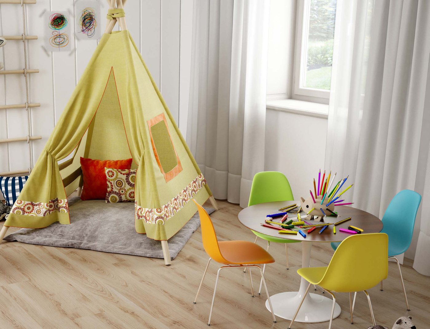 Ambiente decorado com piso Durafloor linha Art