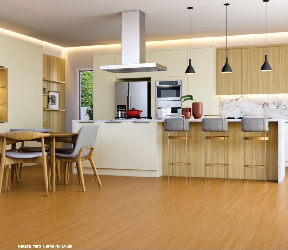 Ambiente decorado com piso laminado Eucafloor